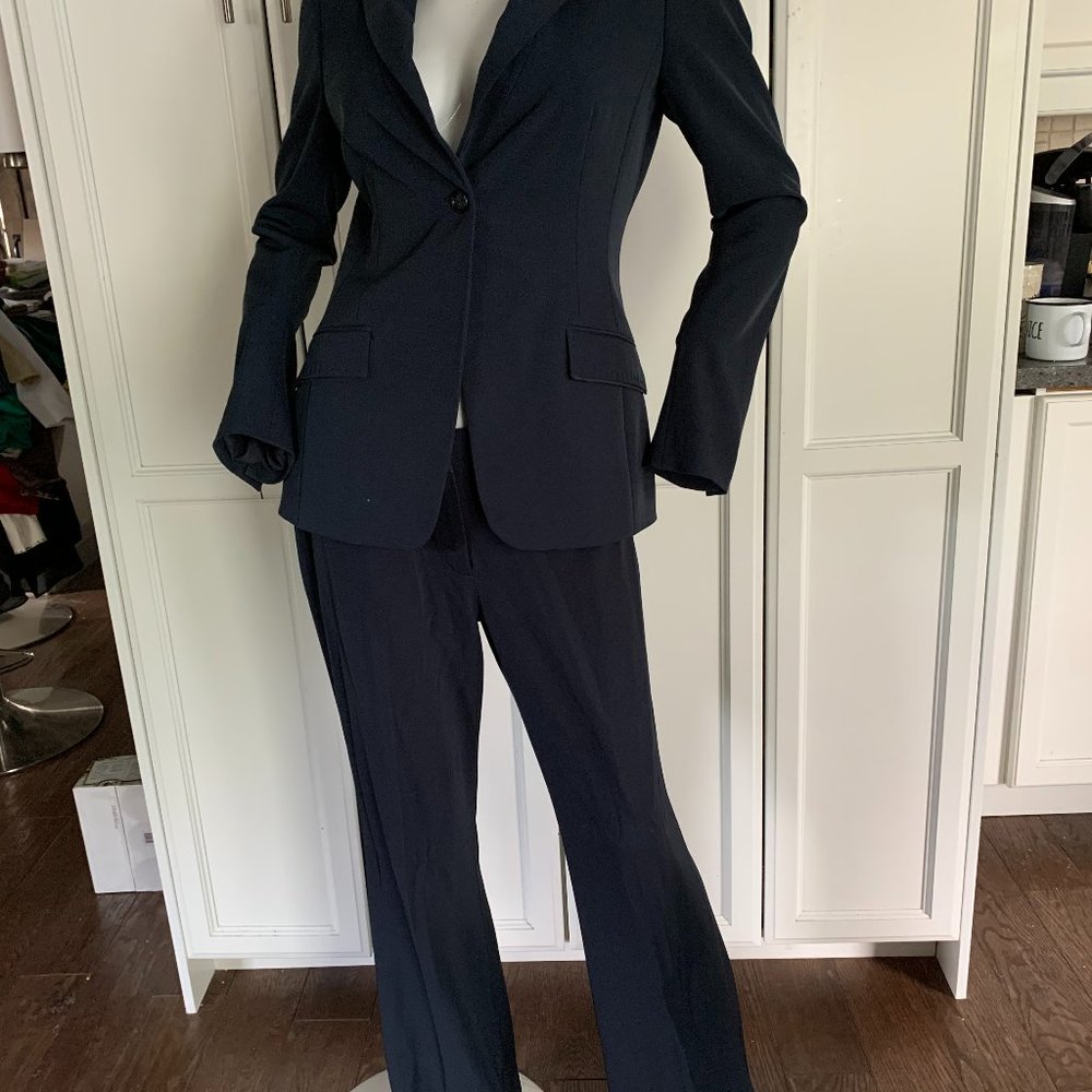 Tahari pantsuit 6 jacket 8 pants dusty blue
